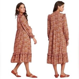 NWT. UNIVERSAL THREAD Balloon Sleeve Floral Prairie Dress Ruffle Size Small